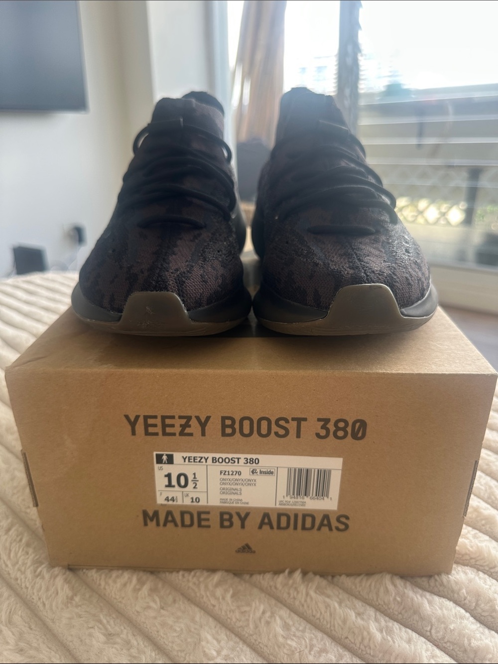 adidas Yeezy Boost 380 Black and Brown Knit Sneakers